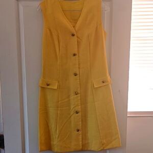Yellow Sleeveless Button-Down Dress